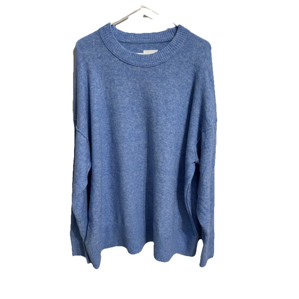 AERIE Size Large Women's Cozy Light Blue Sweater Crewneck Relaxed Fit